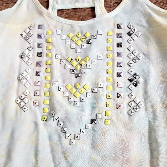 UO Silence & Noise tie dye tank top distressed pastel studs studded small - Picture 4 of 8